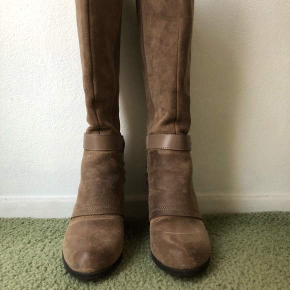 COPY - Fergie Lilith tall boot in Taupe suede/leather . - Picture 1 of 6